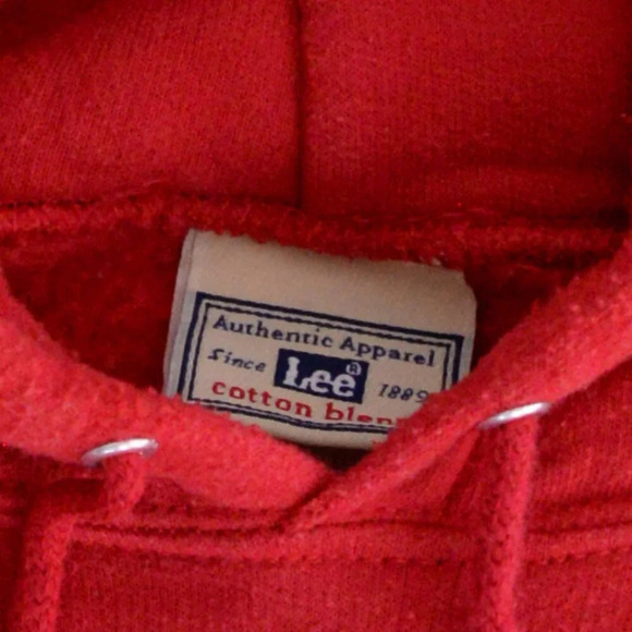 Vintage 90S Lee Authentic Apparel Red Cotton Blend Blank Pull Over Sweatshirt XL - Picture 9 of 10